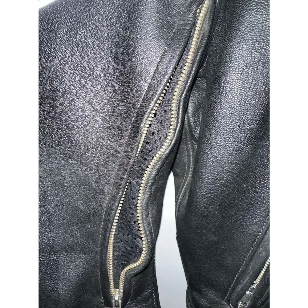 Teknic Leather Armored Motorcycle Jacket Removable Liner Size 40/50 Medium